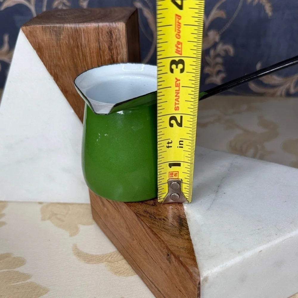 Vintage Estate Small Green Enamel Butter Warmer Ladle Dipper